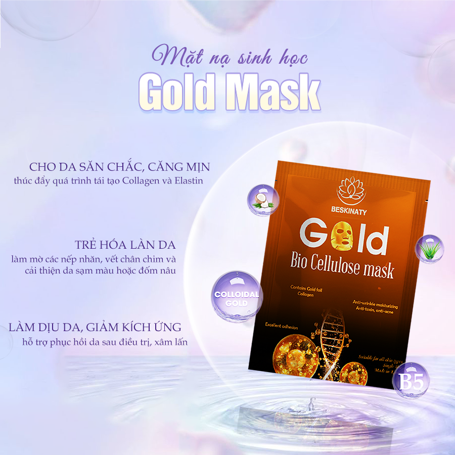 [MUA 5 TẶNG 12] COMBO 5 MẶT NẠ GOLD BIO MASK BESKINATY TRẺ HÓA LÀN DA