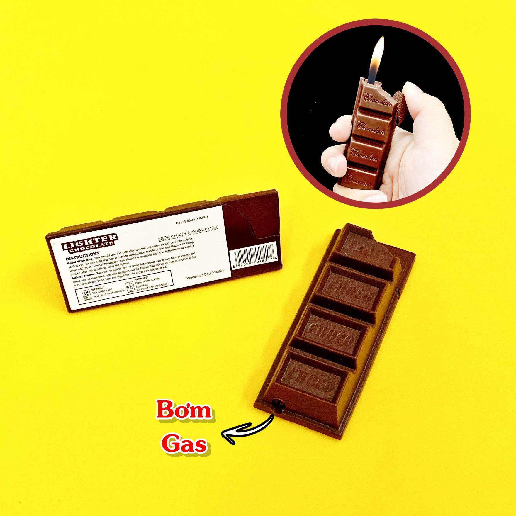 Hộp quẹt bật lửa hình thanh kẹo chocolate -