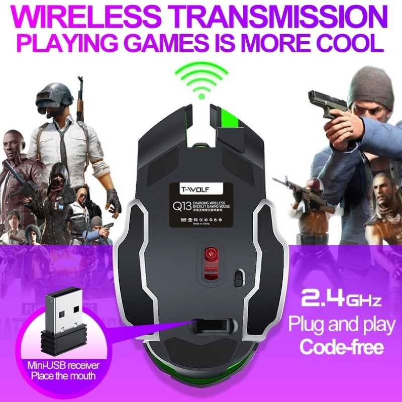 Chuột Không Dây đa kết nối Q13B - Bluetooth 5.2 - Wireless USB 2.4ghz - Pin sạc - chống ồn - hàng nhập khẩu