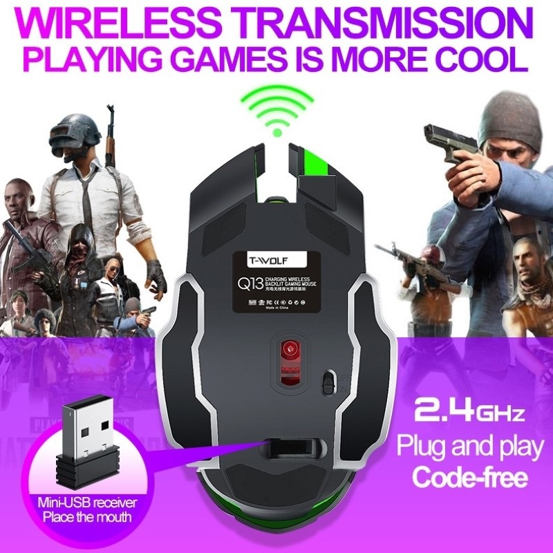 Chuột Không Dây đa kết nối Q13B - Bluetooth 5.2 -  Wireless USB 2.4ghz - Pin sạc - chống ồn - hàng nhập khẩu