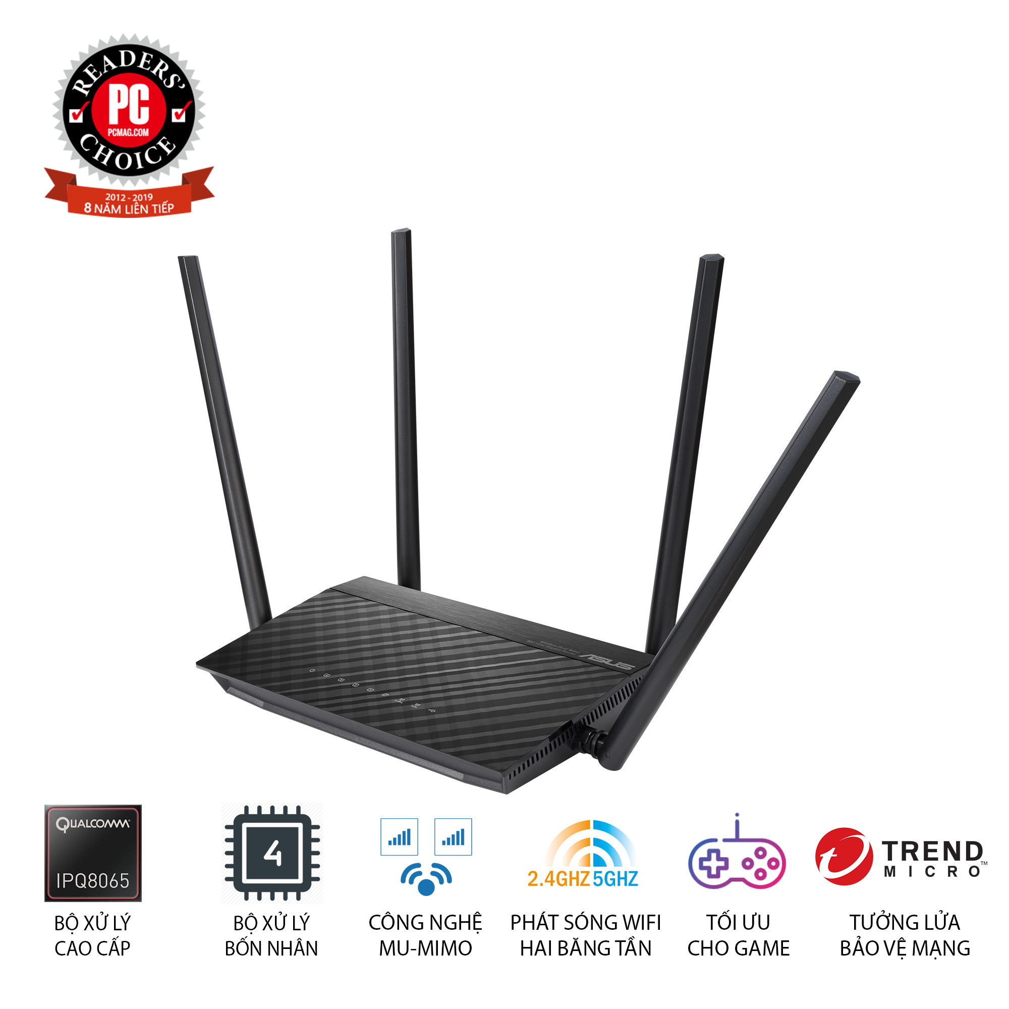 Router Wifi Asus RT-AC1500UHP Băng Tần Kép MU-MIMO - Hàng Chính Hãng