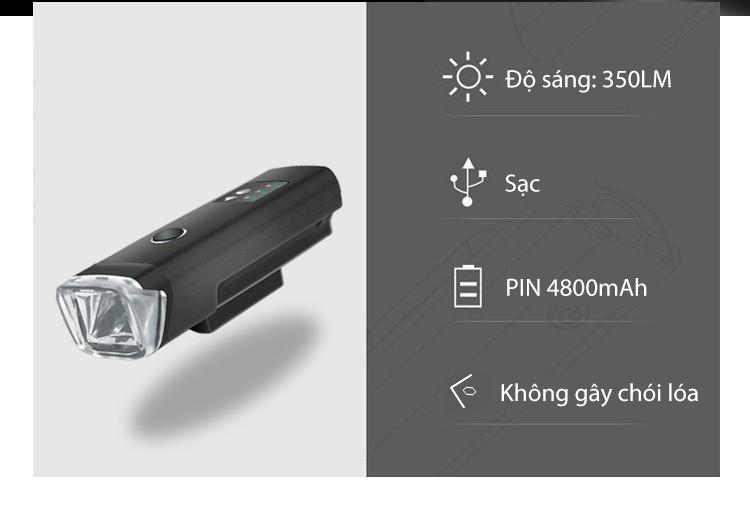Đèn trước xe đạp siêu sáng, sạc USB HJ-047 - PN047
