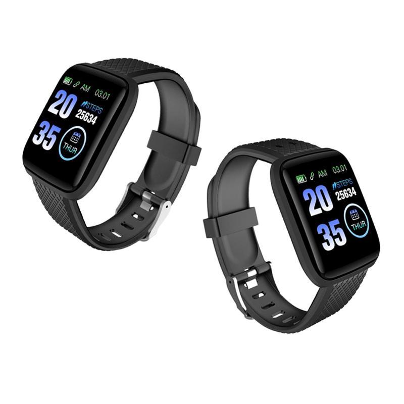 2pcs Sport Fitness Tracker Smart Heart Rate Monitor Black 116 plus