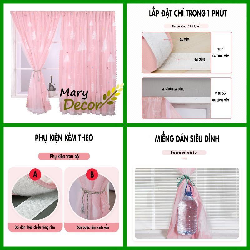 Rèm cửa dán tường chống nắng, rèm cửa dán trang trí cửa sổ - phòng khách dễ dàng lắp đặt không khoan đục Mary Deco
