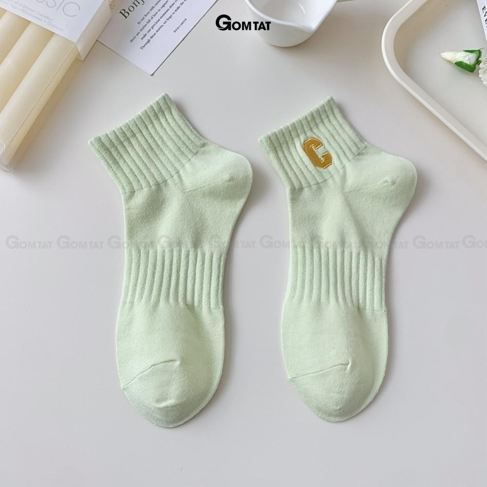 Tất vớ nữ cổ ngắn cao cấp GOMTAT mẫu chữ C, chất liệu cotton mềm mại, thấm hút, thoáng khí - PO-CONGAN-C-3014-1DOI