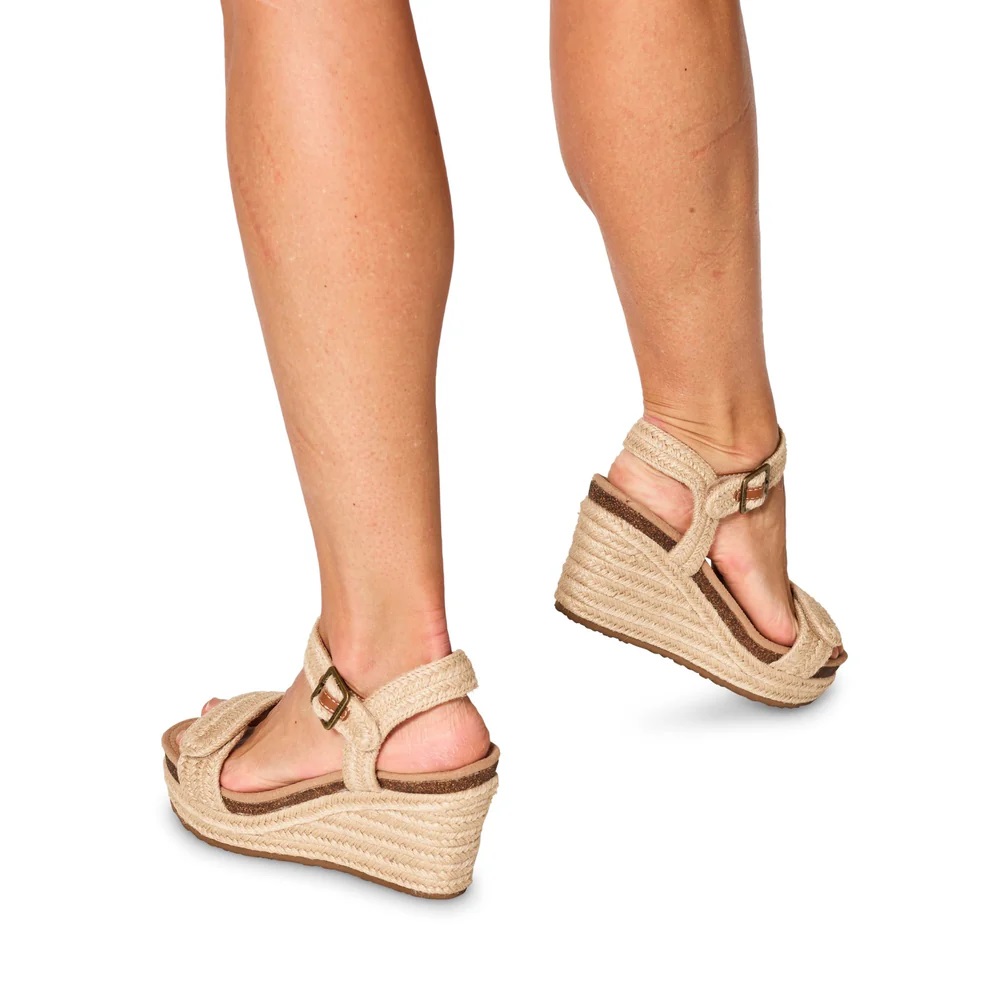 Sandal cao gót sức khỏe nữ Aetrex Sydney Natural - Giày đế xuồng cao 8p. đệm nâng vòm siêu mềm