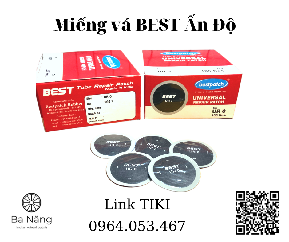 100 Miếng vá ruột xe máy, ôtô hình tròn UR0 35mm