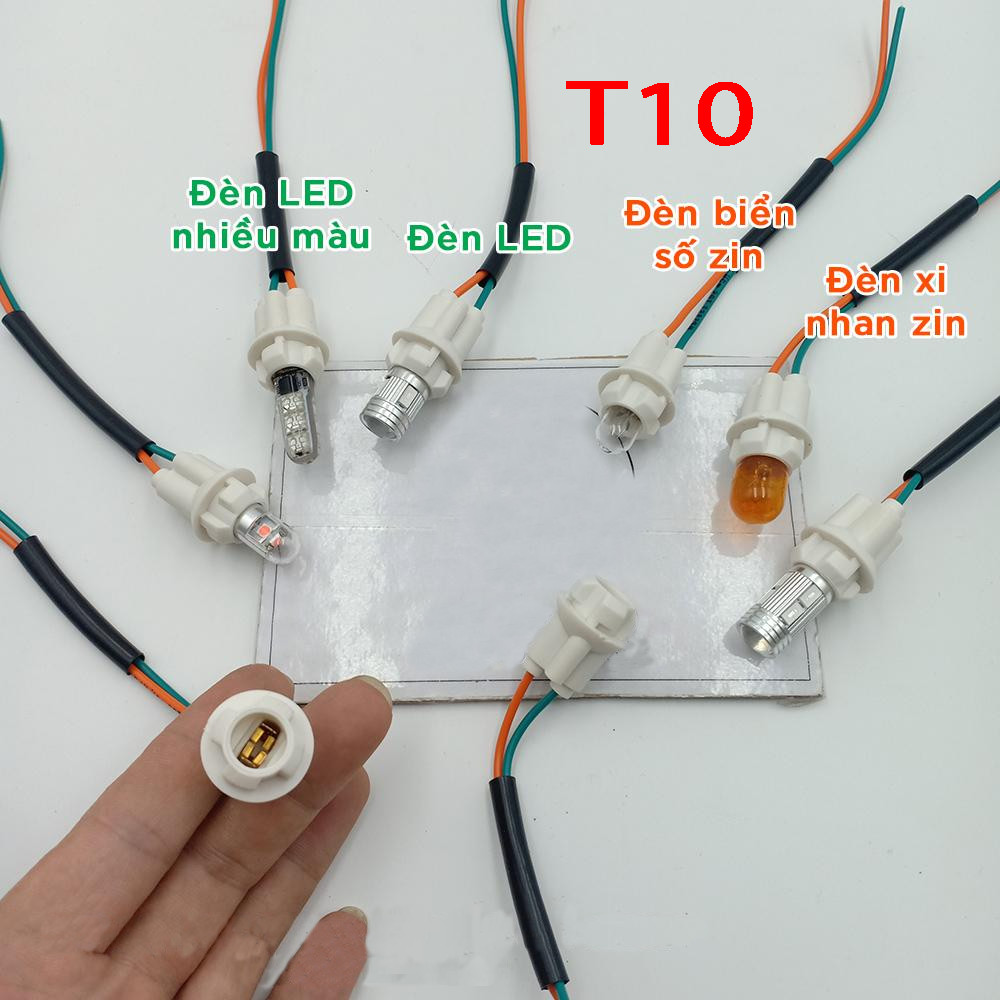 Đuôi giắc cắm đen, đèn demi, xi nhan xe máy, ô tô chân T10 - Chân ghim xi nhan demi T10 Green Networks Group ( 1 Cái )