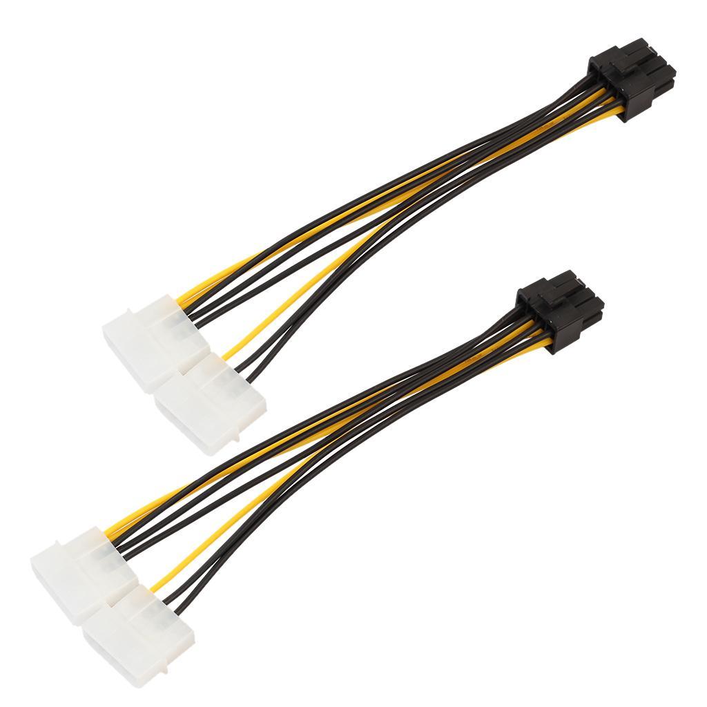 2 Pieces 8 Pin Female to Dual 4 Pin Male Graphics Card Power Cable Adapter