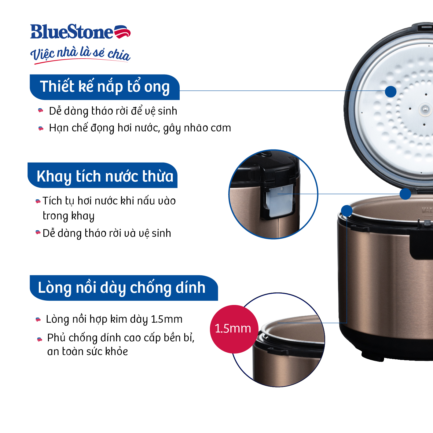 Nồi cơm điện nắp gài BlueStone RCB-5519 (1,8L -700W) - Hàng chính hãng - 4