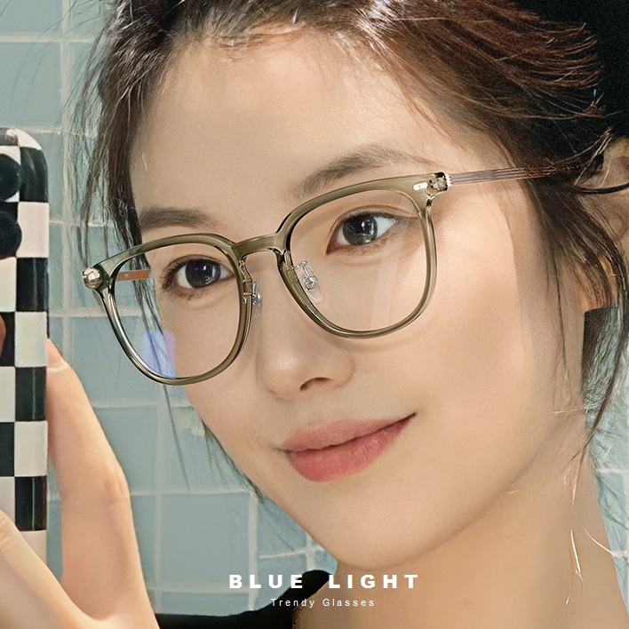 Gọng Kính Cận, Kính Giả Cận Nam Nữ, Mắt Vuông To Càng Kim Loại, TR90, Chống Ánh Sáng Xanh - BLUE LIGHT