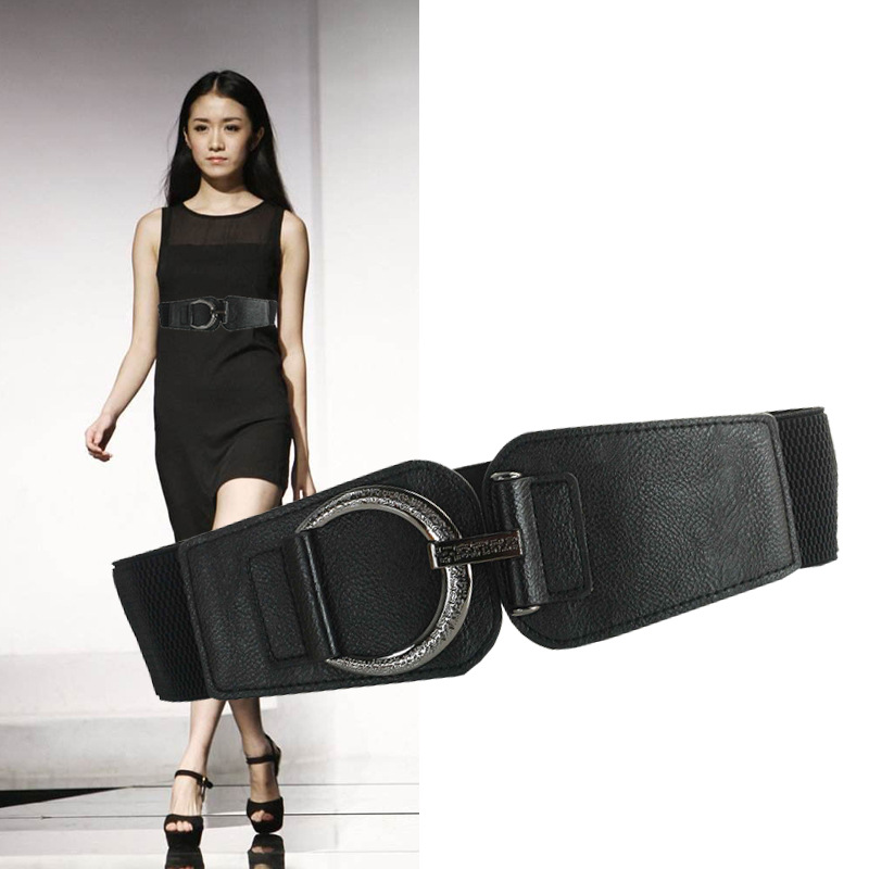 Dây nịt nữ Thắt lưng nữ đai váy co giãn mang đầm váy áo khoác quần áo bản to 7cm chất liệu da PU