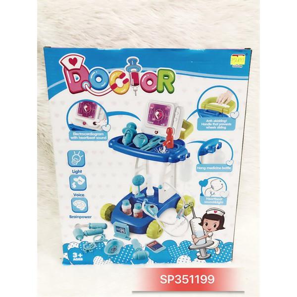 Đồ Chơi Hộp kệ xe đẩy bác sĩ tai nghe đèn kéo mắt kiếng , 8125D - SP351199