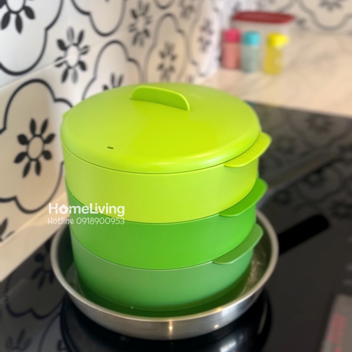 Xửng Hấp Tupperware 3 Tầng Steam It Xanh Lá