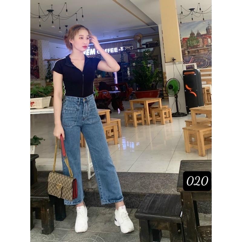 Quần jean ống suông hai túi mổ 020, hình thật ảnh sàn
