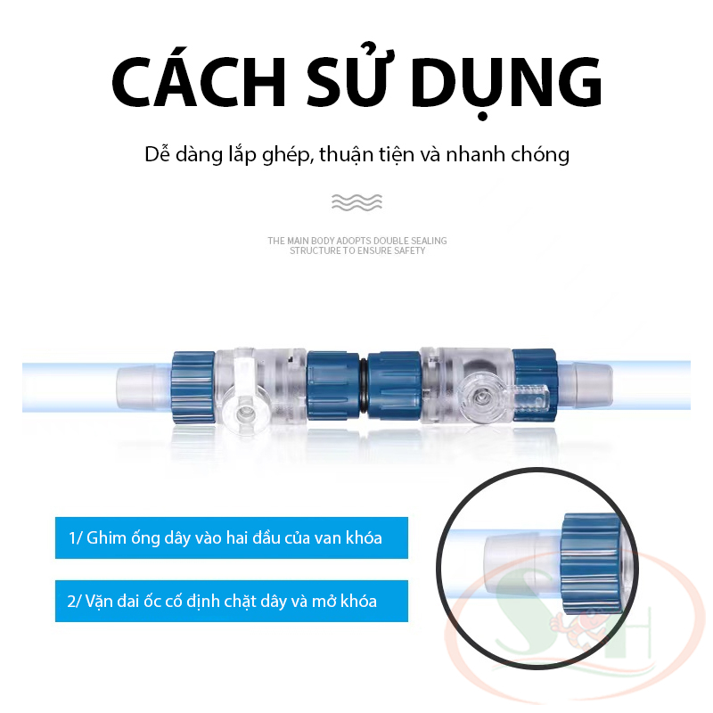 Van khóa dòng Marine nối chuyển phi 12, 16, 20 mm dây ống lọc thùng bể cá tép