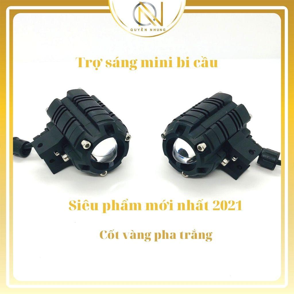 Đèn Trợ Sáng Mini Bi Cầu Cốt Vàng Pha Trắng_ Ánh Sáng Gom (1 HỘP 2 BÓNG) Full Phụ Kiện - QN SHOP