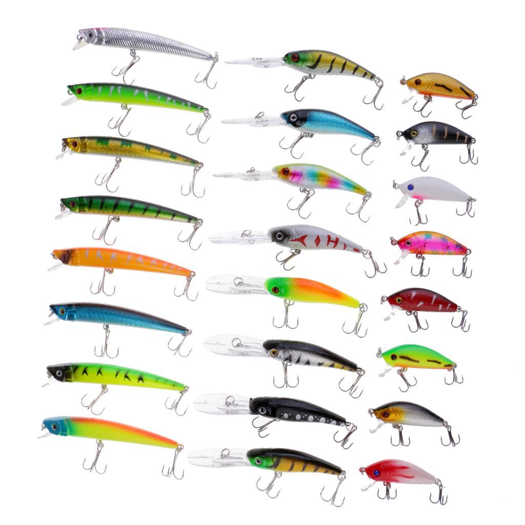 24pcs Minnow Fishing Lures Crankbaits Set Fishing Hard Baits Swimbaits Boat Topwater Lures for Trout Bass Perch Fishing
