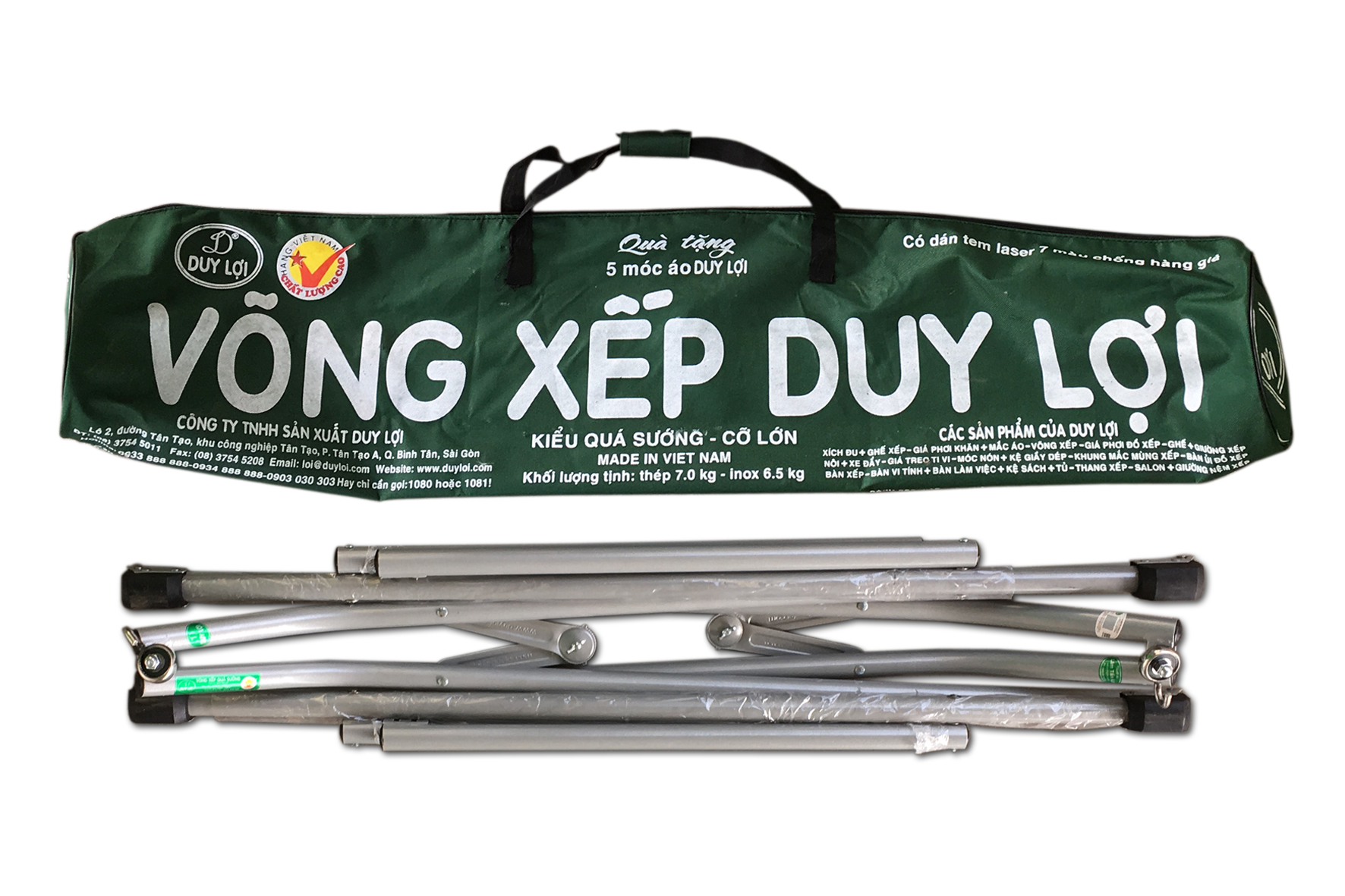 KHUNG VÕNG XẾP DUY LỢI THÉP - CỠ LỚN (KHÔNG BAO GỒM VÕNG LƯỚI) - TẶNG 10 MÓC ÁO KÉP NHỰA CAO CẤP DUY LỢI