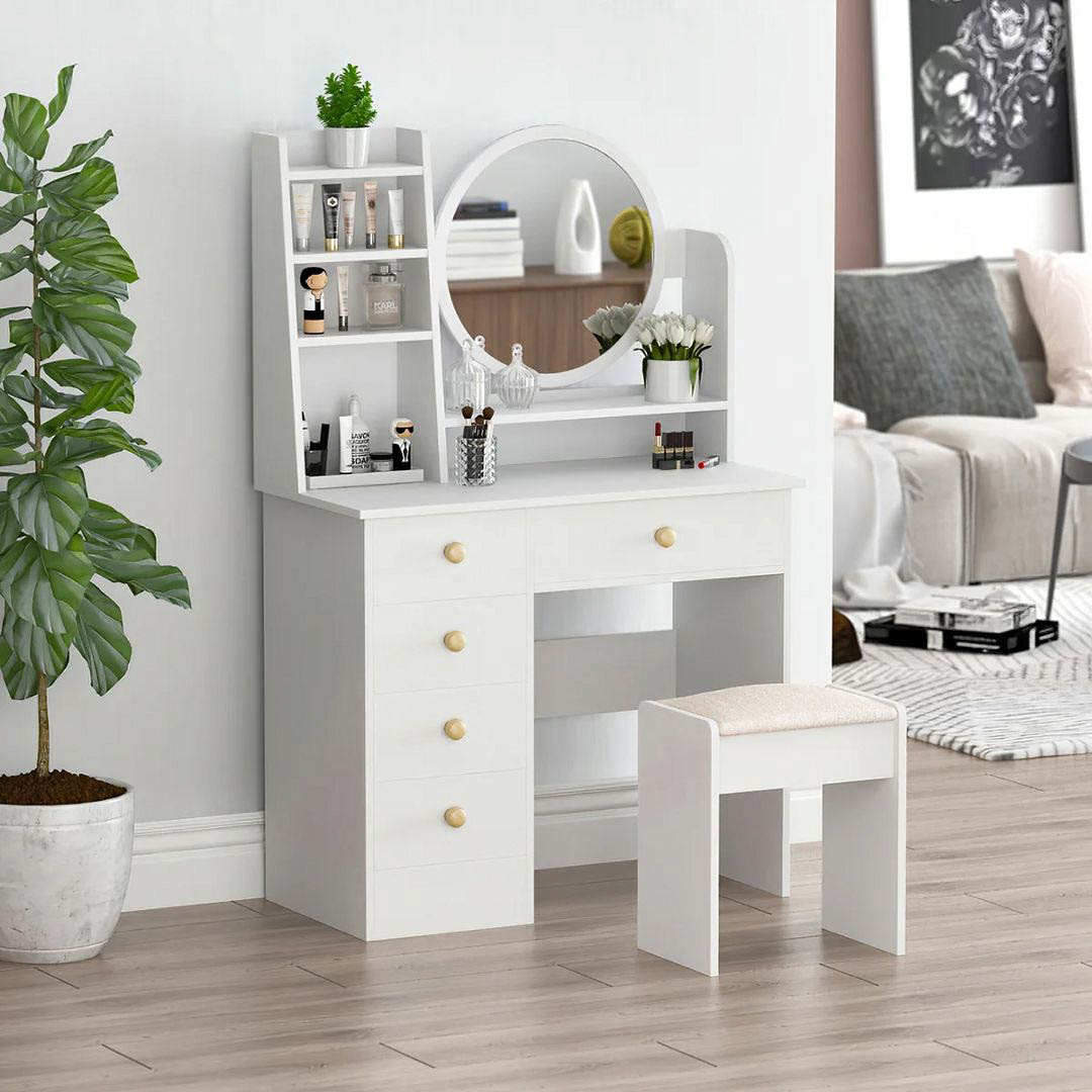 Bàn trang điểm gỗ hiện đại SMLIFE Mercury | Gỗ MDF dày 17mm chống ẩm | D90xR45xC140cm