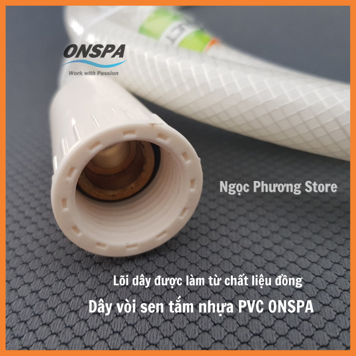 Dây vòi sen tắm nhựa PVC ONSPA xoay 360 độ chống xoắn, dùng cho cả vòi xịt vệ sinh và vòi hoa sen