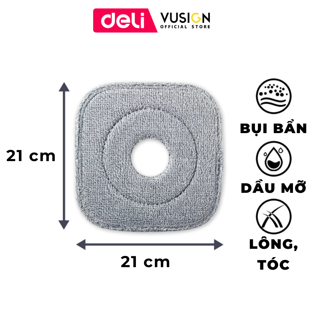 Bộ Cây Lau Nhà Tách Nước Bẩn Thông Minh Deli, Chổi Lau Nhà Xoay 360 độ 2 Ngăn Kèm Bông Lau