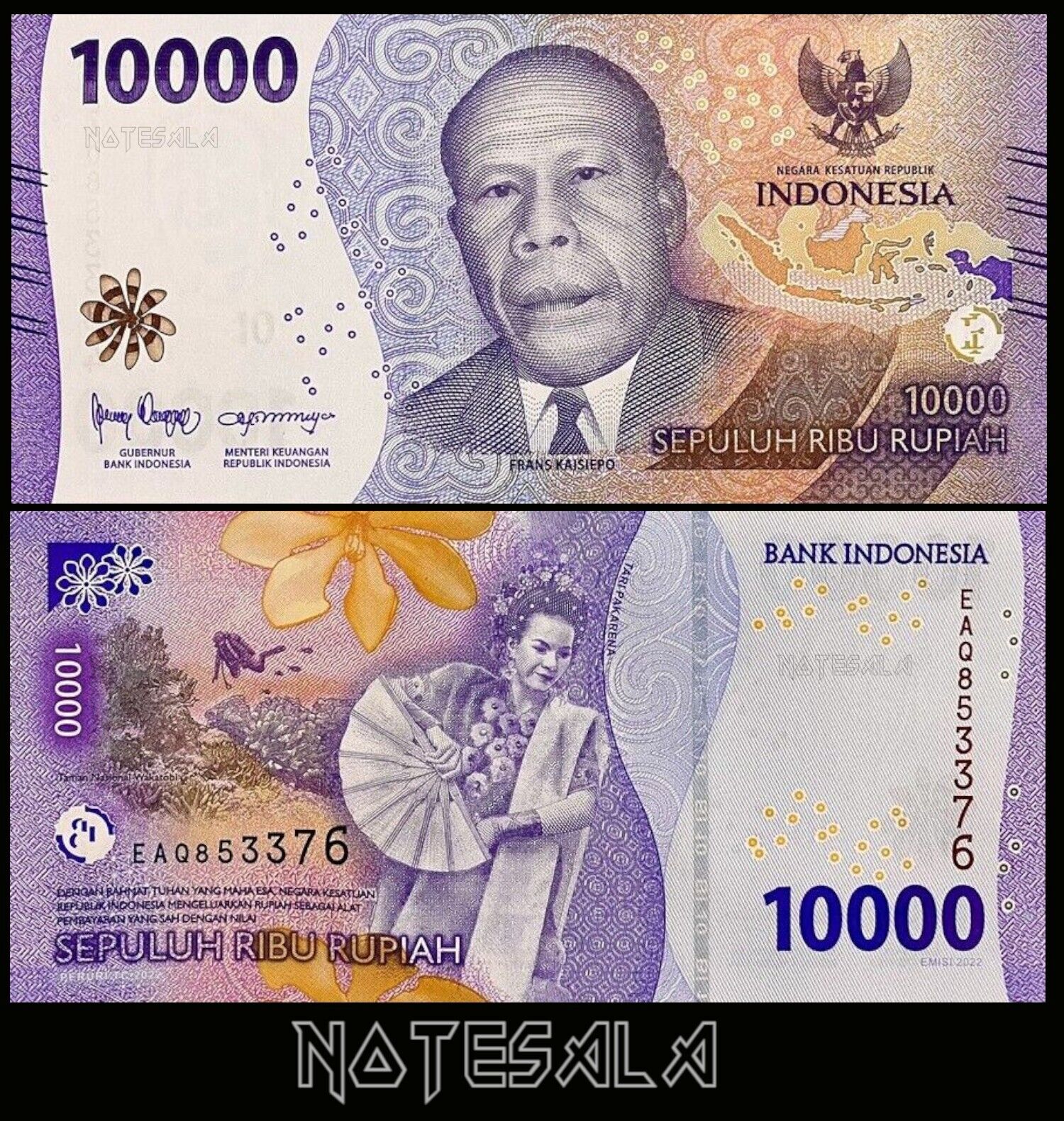 Tiền Indonesia mệnh giá 10.000 Rupaih phiên bản mới phát hành, mới cứng