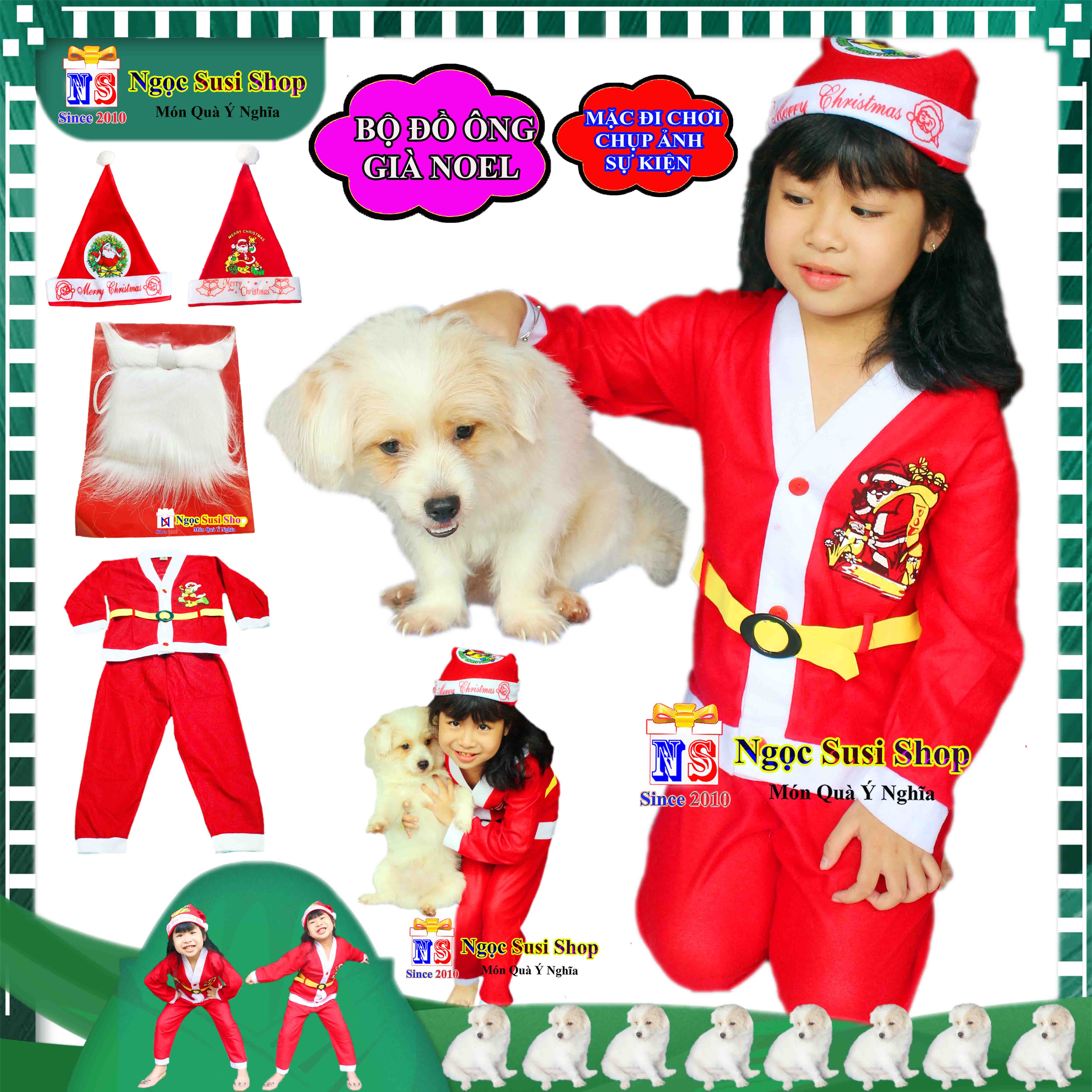 BỘ ĐỒ ÔNG GIÀ NOEL CHO BÉ QUẦN ÁO NOEL CHO BÉ TỪ 1 - 10 TUỔI CHẤT VẢI NỈ - TRANG PHỤC GIÁNG SINH NOEL