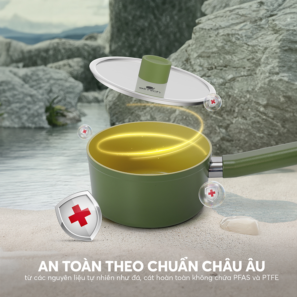 Quánh phủ sứ an toàn Elmich Olive EL-5523OV16 size 16cm