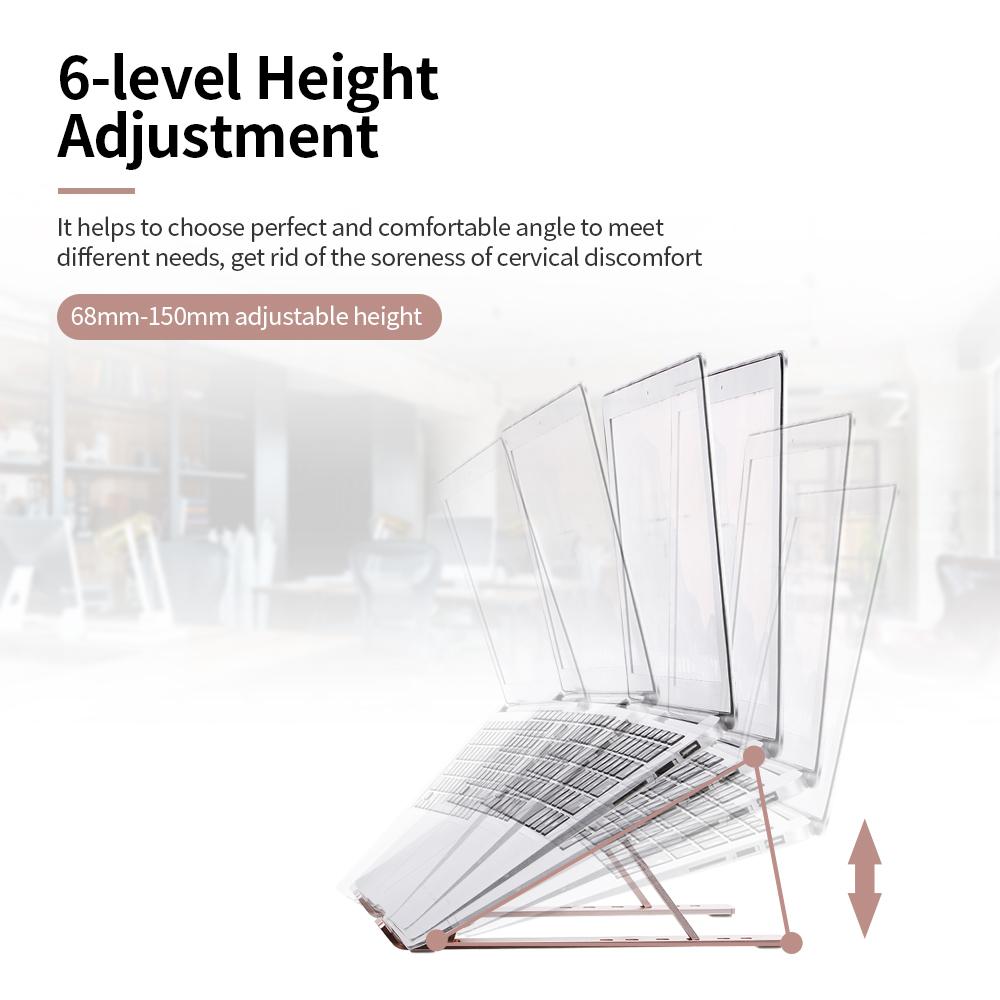 6-level Adjustable Laptop Stand Portable Aluminum Alloy Laptop Stand Foldable Non-slip Notebook Holder Black