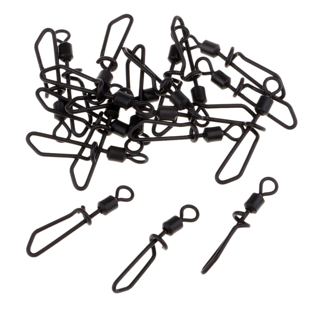 20pcs Q-Shaped Matt Black Carp Quick Change Swivel Fishing Terminal Tackle