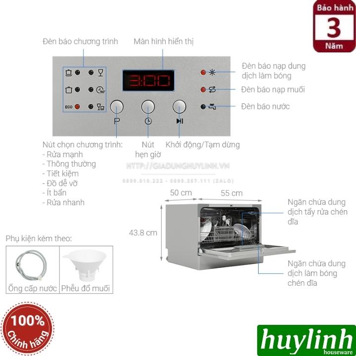 Máy rửa chén bát để bàn Hafele HDW-T50A - 538.21.190 - 6 bộ Âu [Phù hợp gia đình 2 - 4 người] - hàng chính hãng