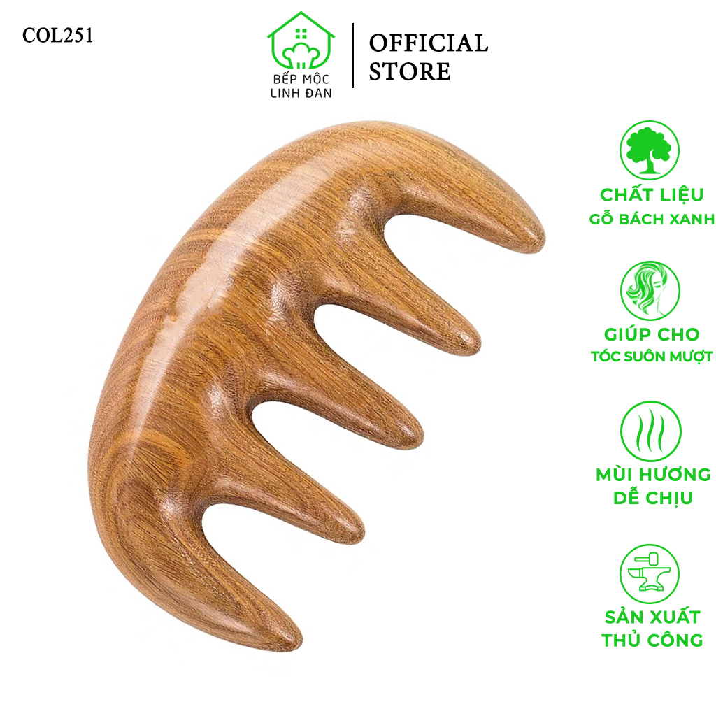Lược Gỗ Thơm 5 Răng Massa - Lưu Thông Khí Huyết Đả Thông Kinh Mạch