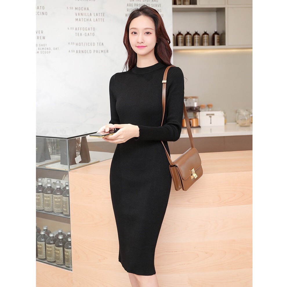 ĐẦM LEN TĂM CỔ TRÒN BAZZIC ÔM BODY TÔN DÁNG