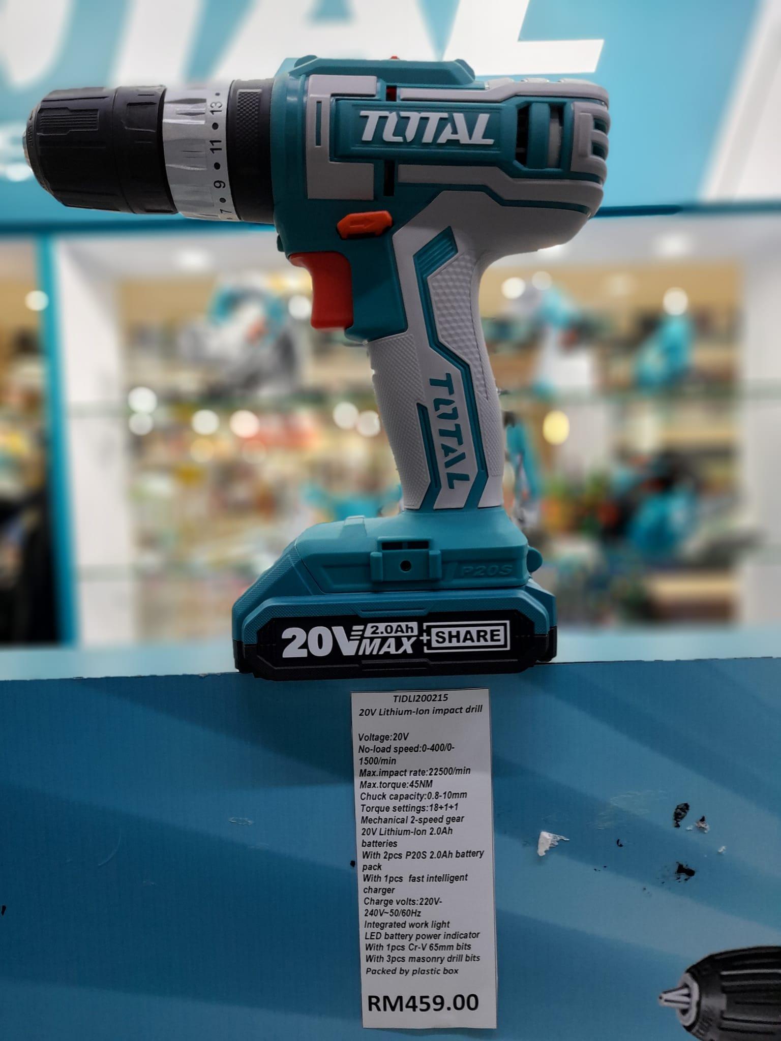 MÁY KHOAN BÚA DÙNG PIN 20V TOTAL TIDLI200215 - HÀNG CHÍNH HÃNG