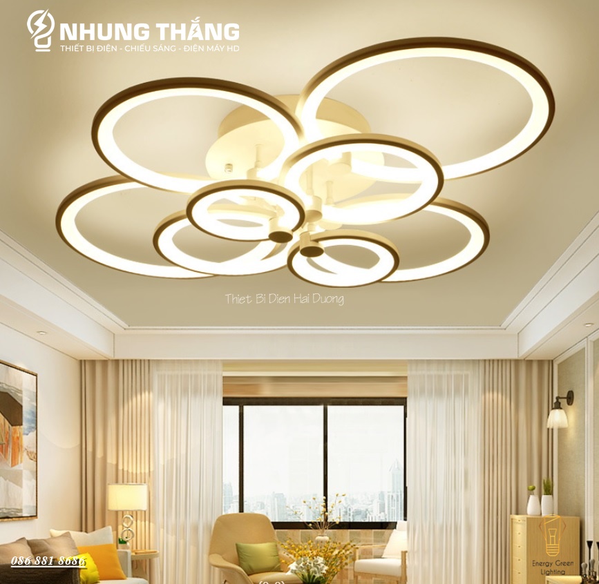 Đèn LED ốp trần Decor hình tròn NT030 - 3 Chế Độ Ánh Sáng - Tăng Giảm Ánh Sáng - Điều Khiển Từ Xa - Kết Nối Điện Thoại - Có Video