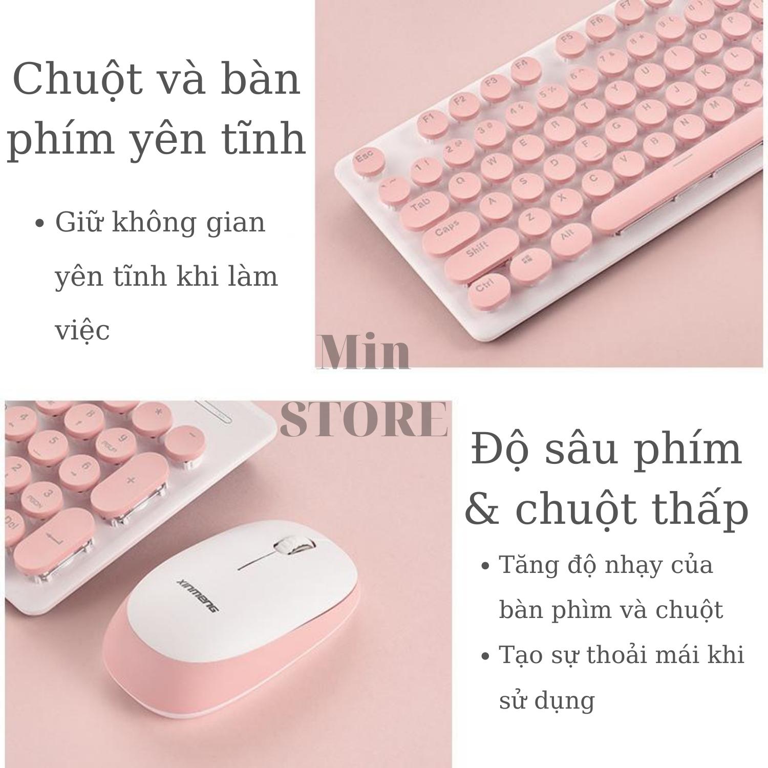 Combo Chuột và Bàn Phím Không Dây Siêu Đẹp N520 Mẫu Cao Cấp Màu Cực Đẹp, Phím Siêu Êm