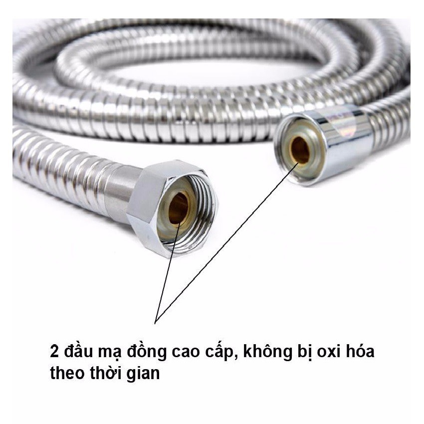 Combo Vòi Hoa Sen Tăng Áp Luva VS4 Kèm Dây Sen Cao Cấp chống xoắn, Lõi Đồng, Chính Hãng, BH 1 Năm