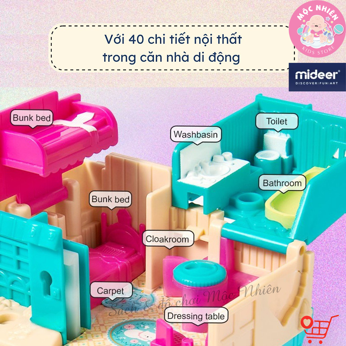 Nhà búp bê mini có âm thanh - Mideer Magic Dollhouse - Mô hình ngôi nhà kẹo ngọt cho bé gái từ 3 tuổi