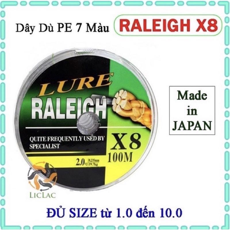 Dây dù câu cá Lure Raleigh X8 7 màu siêu đẹp siêu bền mịn dù chìm