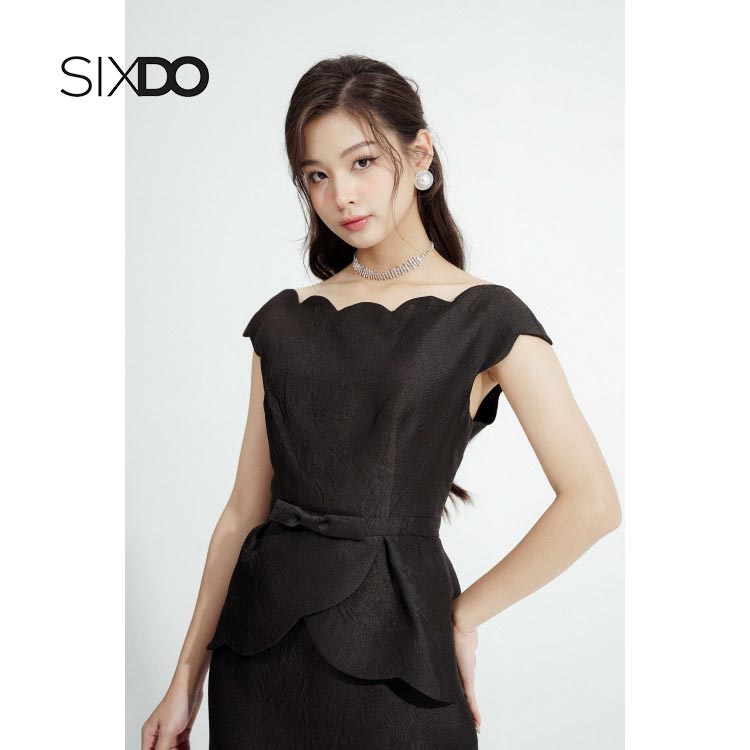 Đầm midi cổ sò thời trang nữ SIXDO