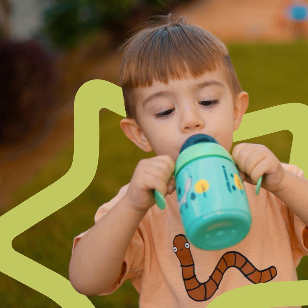 Bình tập uống nước có ống hút đáy nặng kháng khuẩn chống tràn, chống sặc Tommee Tippee SuperStar, 300ml, cho bé từ 6 tháng – Xanh lá