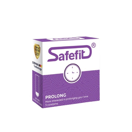 Bao cao su SafeFit Prolong Kéo dài thời gian Hộp 3 cái