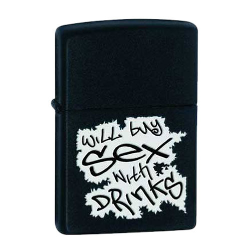 Bật Lửa Zippo 24723 - Bật Lửa Zippo Will Buy Drinks Black Matte