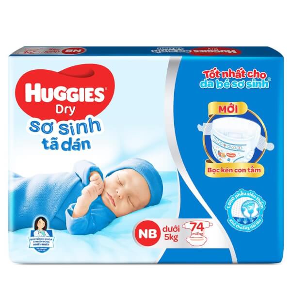 Tã Dán Sơ Sinh Huggies NB74 - Dưới 5kg (74 Miếng)