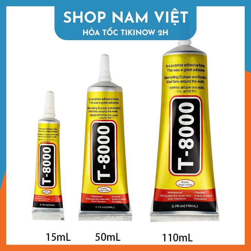 Keo Acrylic E8000 T8000 Dán Kính Điện Thoại, Dán Giày, Dán Nhựa, Kim Loại, Gỗ, Đá, Thủy Tinh, Da - T8000 50Ml