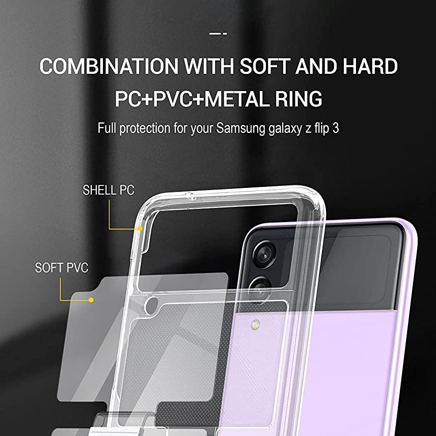 Ốp lưng chống sốc trong suốt kèm iring cho Samsung Galaxy Z Flip 4 hiệu Likgus Cover Ring  - hàng nhập khẩu