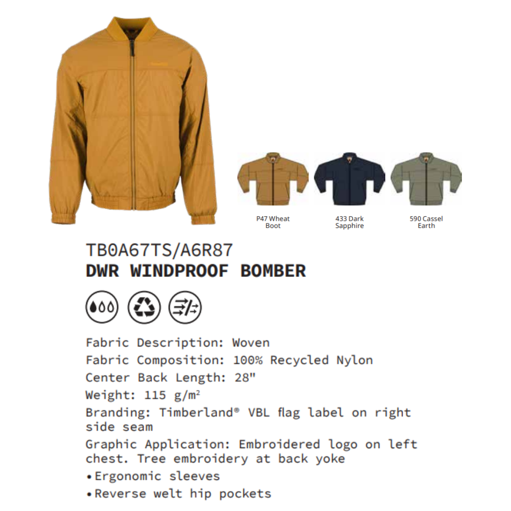 [NEW] Timberland Áo Khoác Nam AF DWR Windproof Bomber TB0A6R87 - L