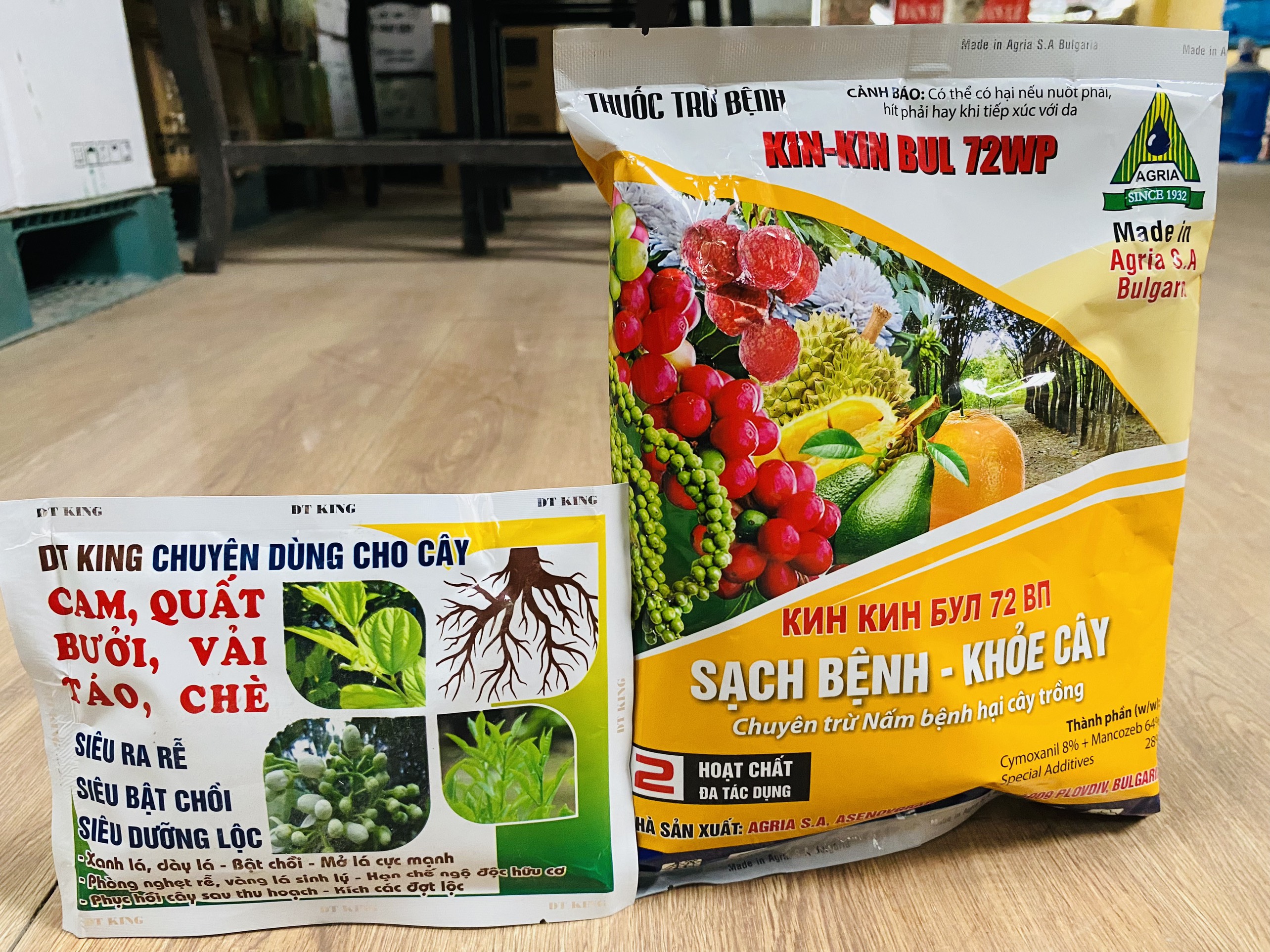 Combo trừ bệnh DT-KinBul 500g và phân bón lá DT-King 100g - Diệt trừ bệnh hại, siêu ra rễ, xanh lá, phòng ngừa vàng lá nghẹt rễ