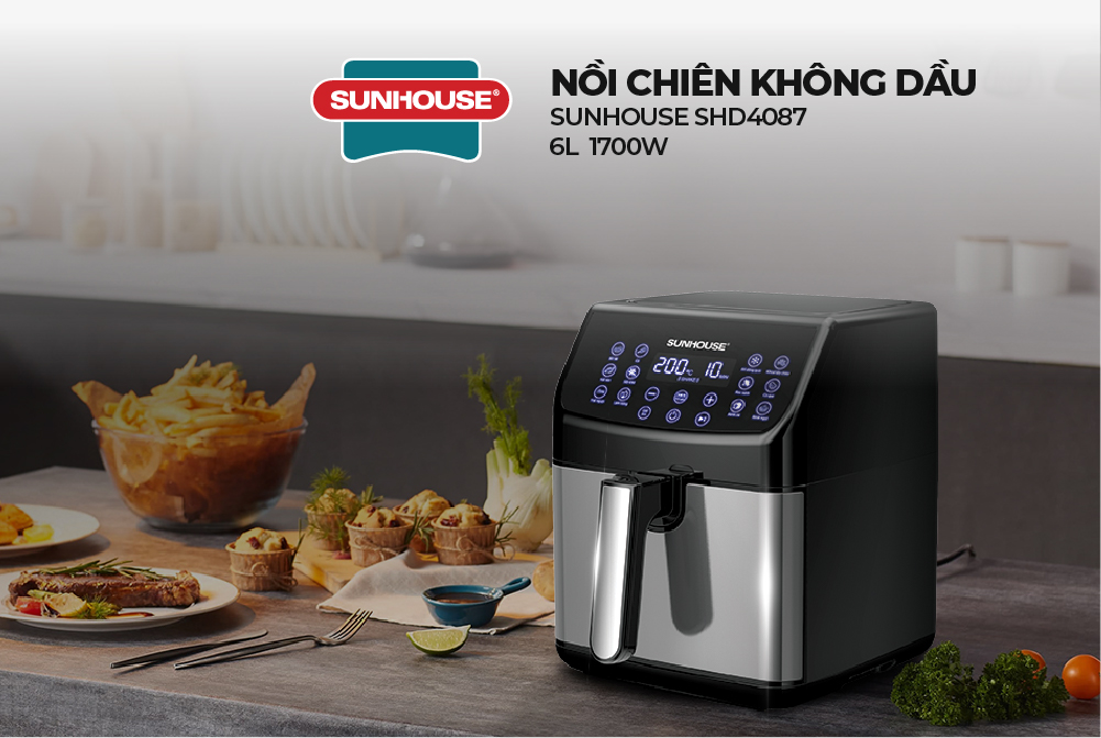 Nồi chiên không dầu đa chức năng 12 trong 1 -  6L Sunhouse SHD4087 - Hàng chính hãng